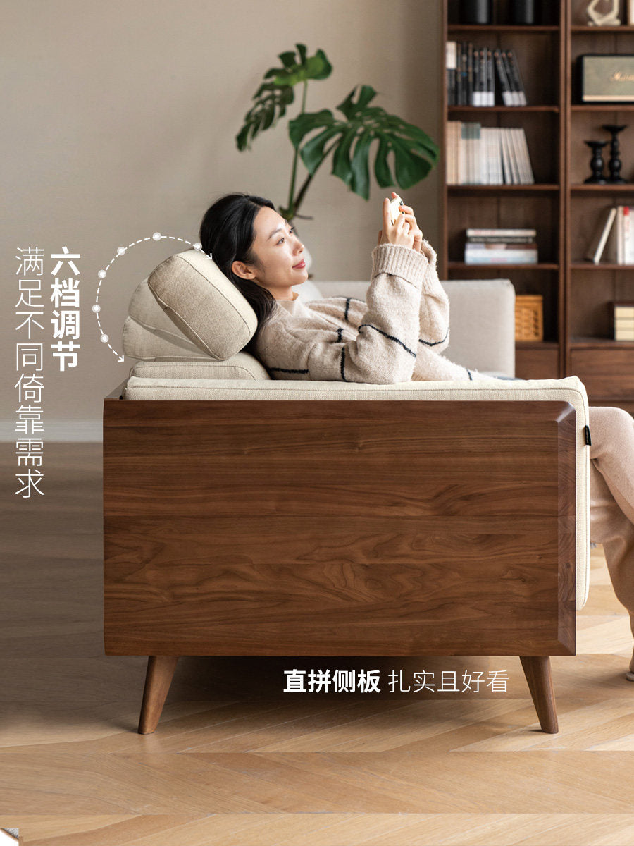 实木黑胡桃木新中式大户型沙发简约客厅转角布艺沙发